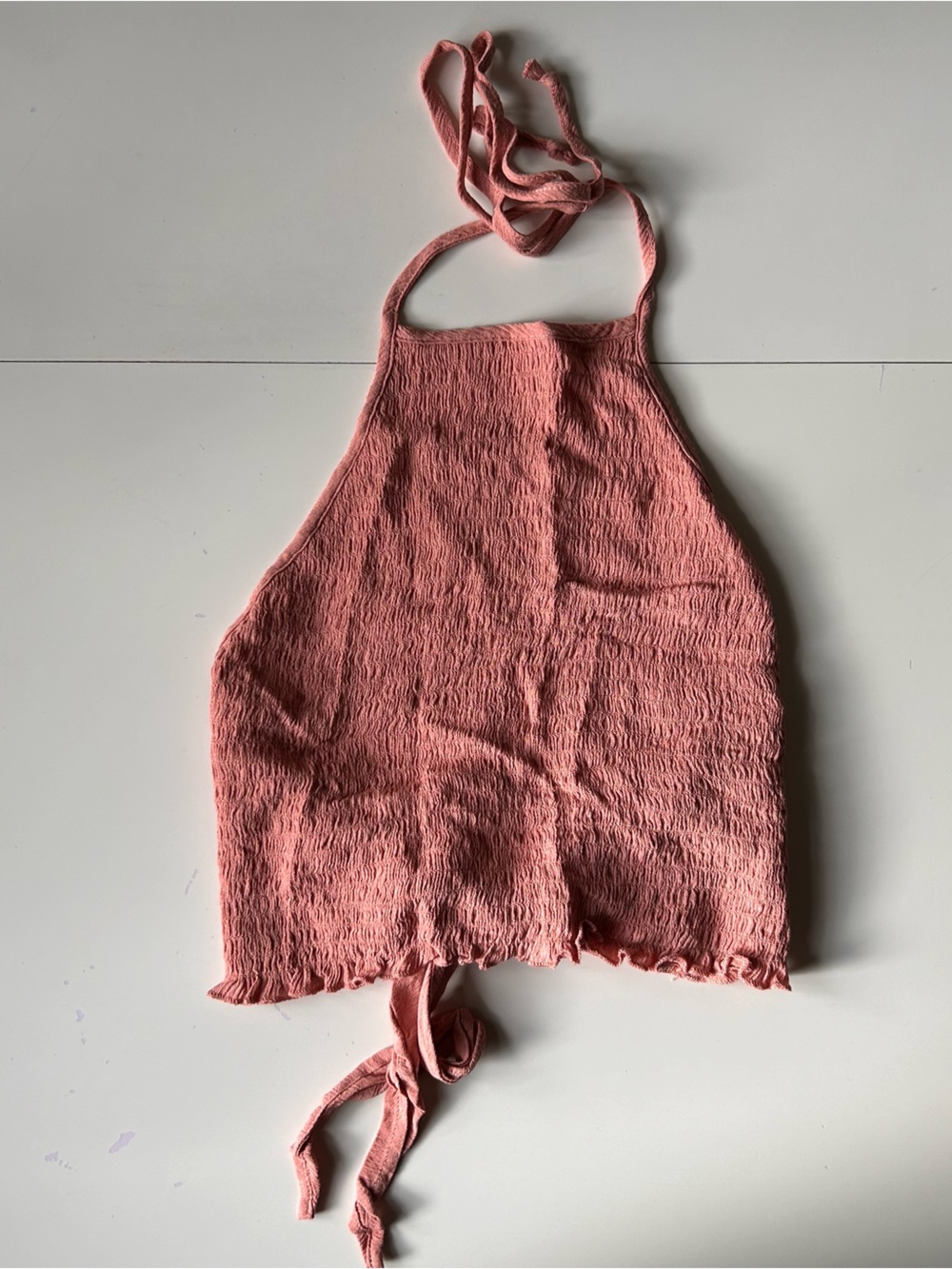 PacSun Coral Pink Crinkle Halter Crop Top